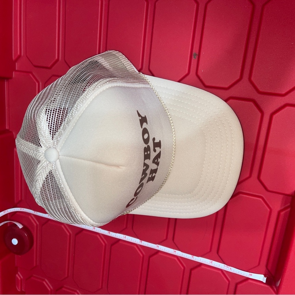 Cream Cowboy Hat Trucker Cap